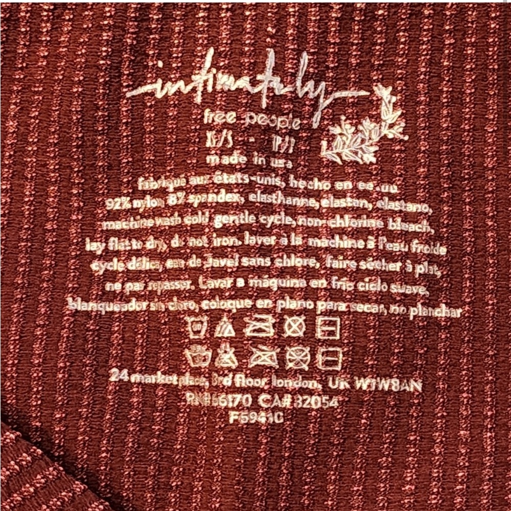 NWOT Free People Intimately Washed Pink Brown Ribbed Tank Top Size XS/S - Picture 5 of 7